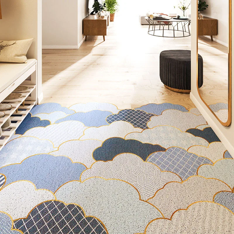 

Nordic PVC Doormat Silk Loop Floor Entrance Mat Living Room Bedroom Carpet Bathroom Anti Slip Door Mat Can Be Cut DIY Mat Carpet