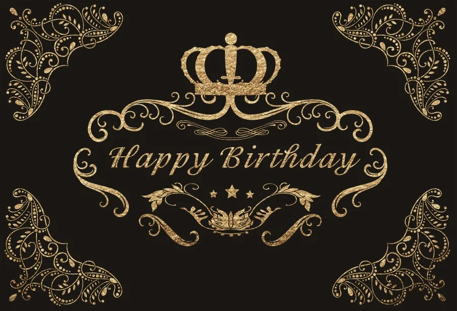 NZY01264 Laeacco Happy 18th birthday party Золотой плакат с короной портретный фотографический фон фотофоны фотосессия Photo Stuidio - Цвет: NZY01264