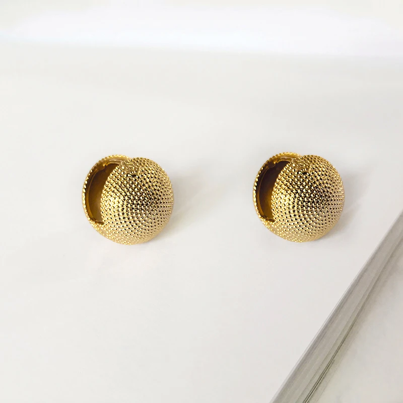 Gold Textured Ball Peri'sBox 4 вида конструкций круглый шар геометрические серьги текстурированные золотые серьги для женщин звезда Сережка в виде корзинки Huggie серьги - Окраска металла: Gold Textured Ball