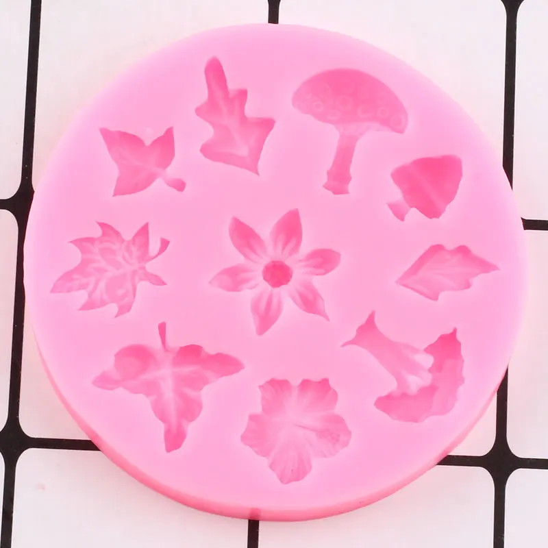 Грибы цветы листья силиконовые формы рандомные инструменты для украшения тортов