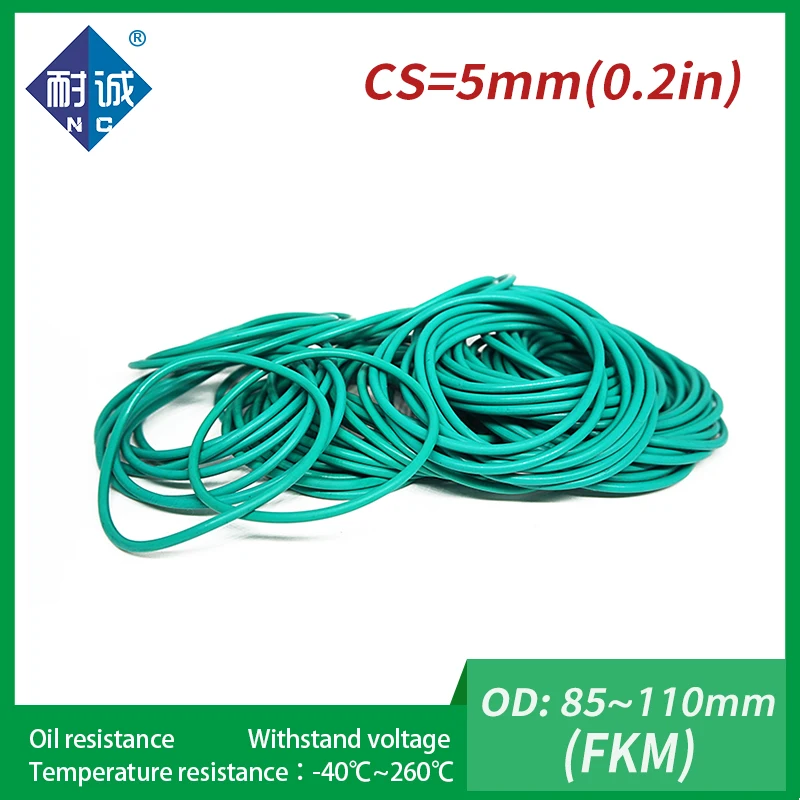 Резиновое кольцо 1 шт./лот зеленые уплотнительные кольца FKM толщина 5 мм OD85/90/100/105/110