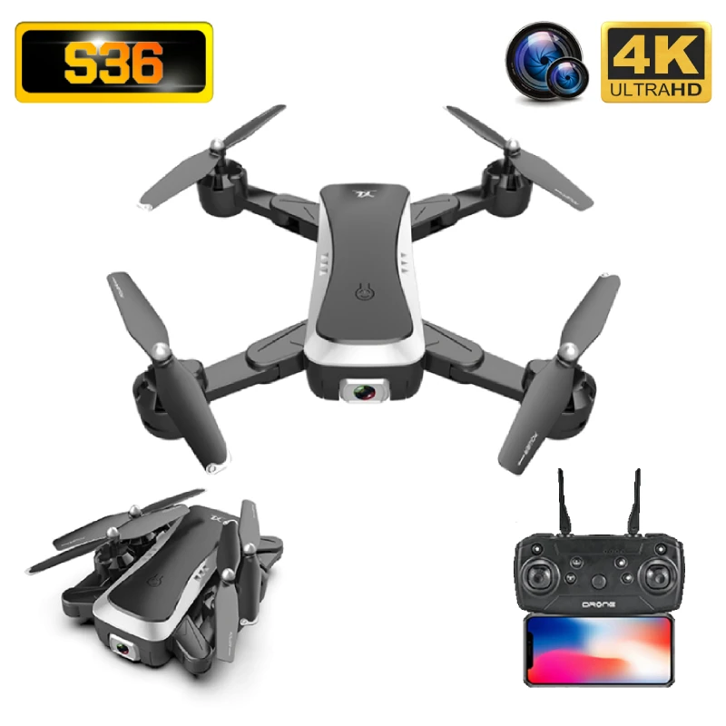 S36 Drone 4K HD ESC широкоугольная двойная камера wi fi FPV складной оптический поток селфи