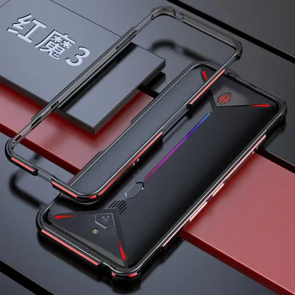 Металлический корпус для zte Nubia RedMagic 3 NX629J, металлический каркас для телефона, edge, чехол для Red Magic 3, Твердый Чехол - Цвет: red and black