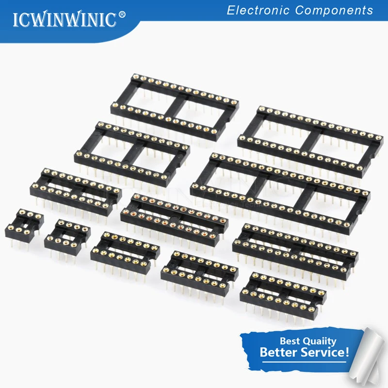 

200pcs Round Hole IC socket Connector DIP 6 8 14 16 18 20 24 28 40 pin Sockets DIP6 DIP8 DIP14 DIP16 DIP18 DIP20 DIP28 DIP40 pin