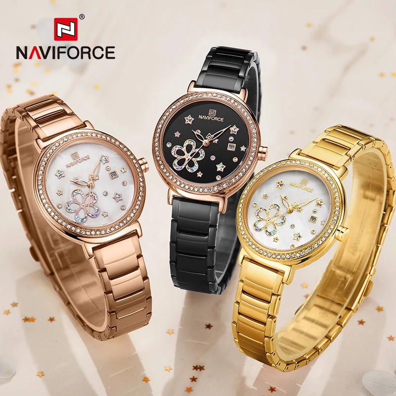 Часы наручные NAVIFORCE женские кварцевые роскошные Брендовые повседневные