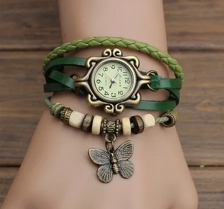 

Fashionable casual ladies watch leather wrapped bracelet epidermis women table butterfly pendants wholesale children table