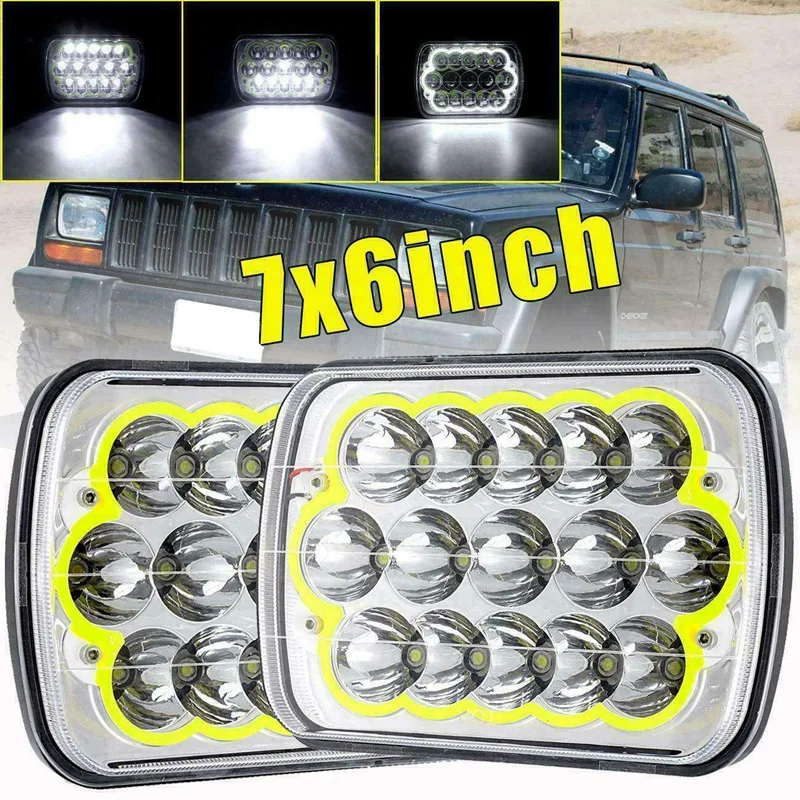 2X Dot 7x6 дюймов 5x7 360 Вт светодиодная фара гало кольцо Drl для Chevrolet Jeep Cherokee Xj |