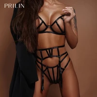 women sexy lingerie set with garter belt push up bras see through panties transparent erotic temptation sensual underwear