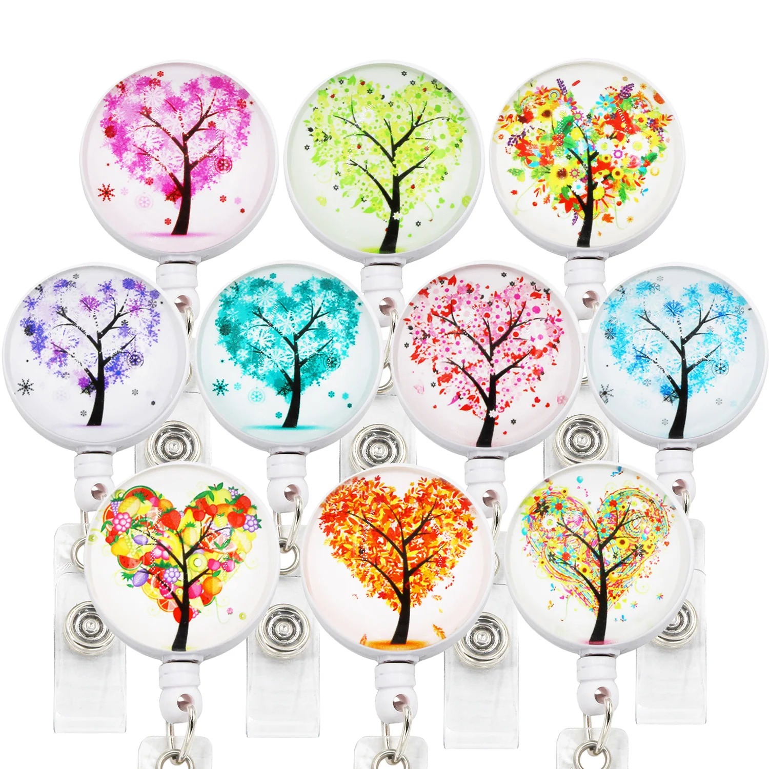 10PC Lot ID Retractable Badge Holder with Alligator Clip Life Tree Retractable Cord ID Badge Reel 24 Inch