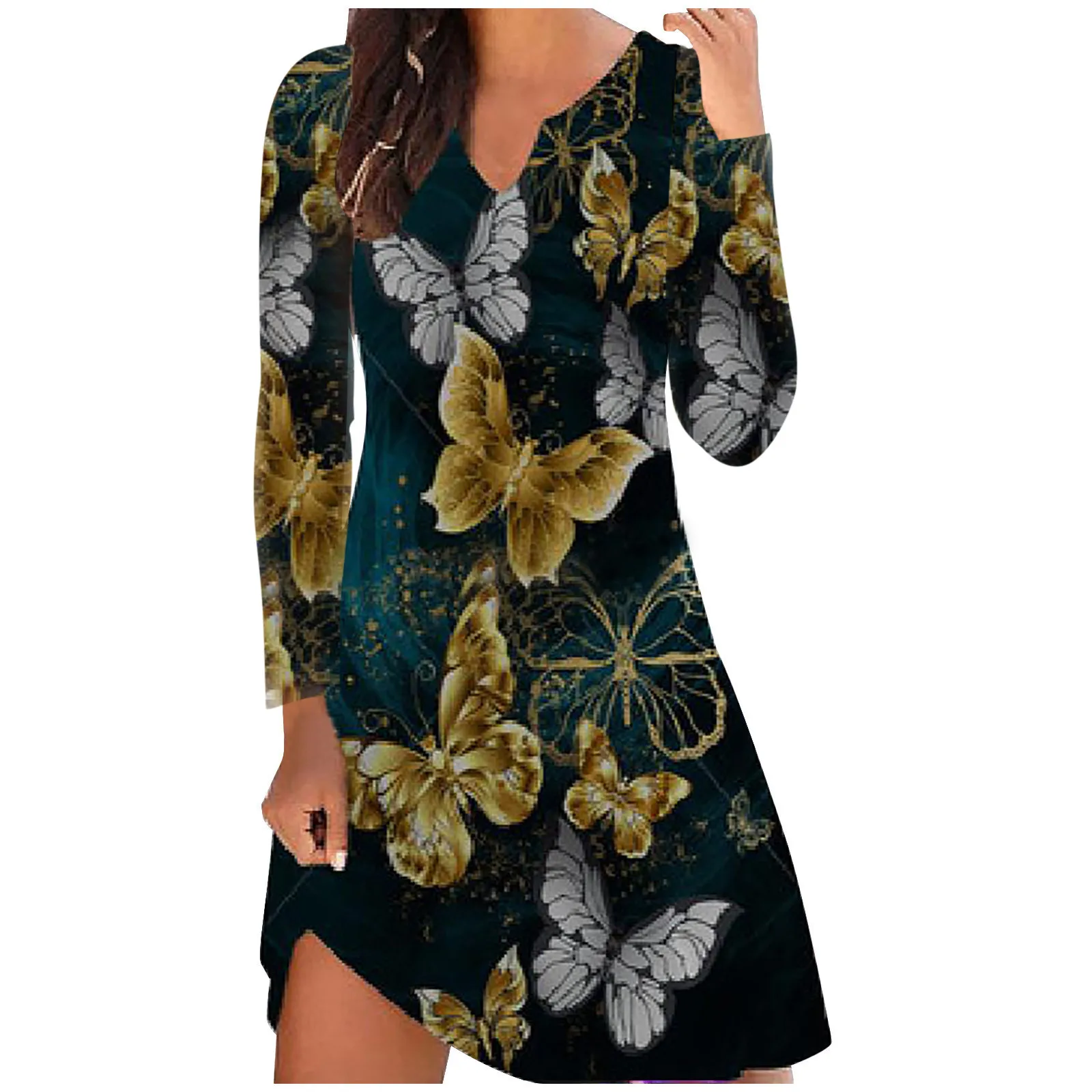 

Fashion New Women Dress Casual Long Sleeve V-Neck Ladies Hollow Out Slim Mini Dresses For Women vestidos mujer verano 2021 robe