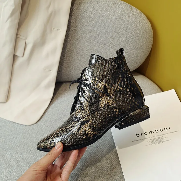 MLJUESE 2020 женские ботильоны из коровьей кожи с острым носком на шнуровке зимние