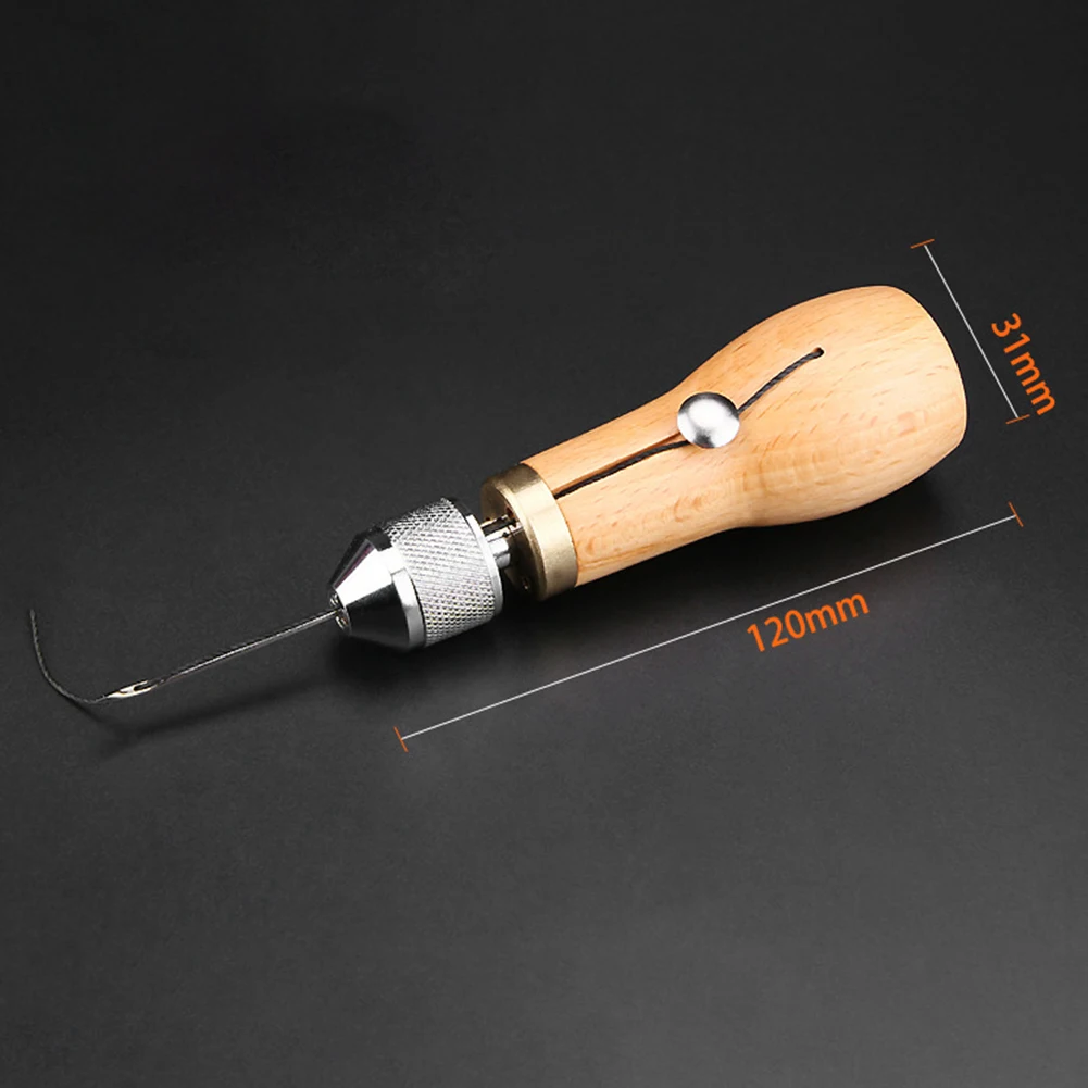 

DIY Wooden Handle Waxed Thread Leather Sewing Machine DIY Punch Awl Stitching Needle Sewing Craft Canvas Hand Repair Tools