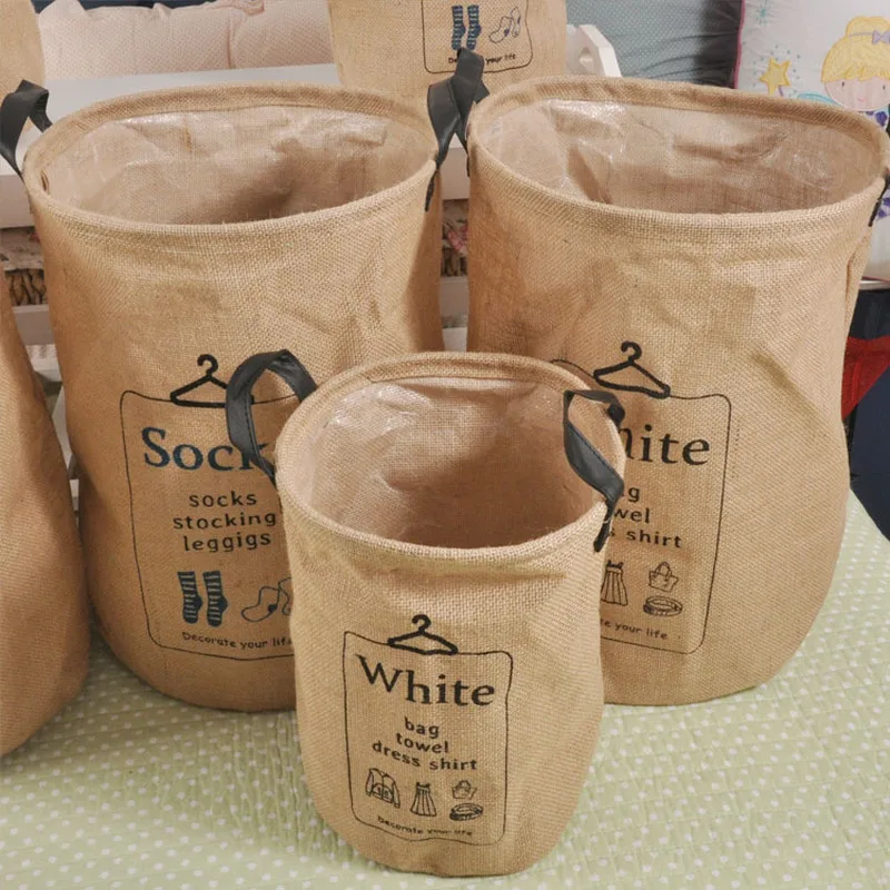 Джутовый мешок для белья Холщовый органайзер корзина сумки бюстгальтеров