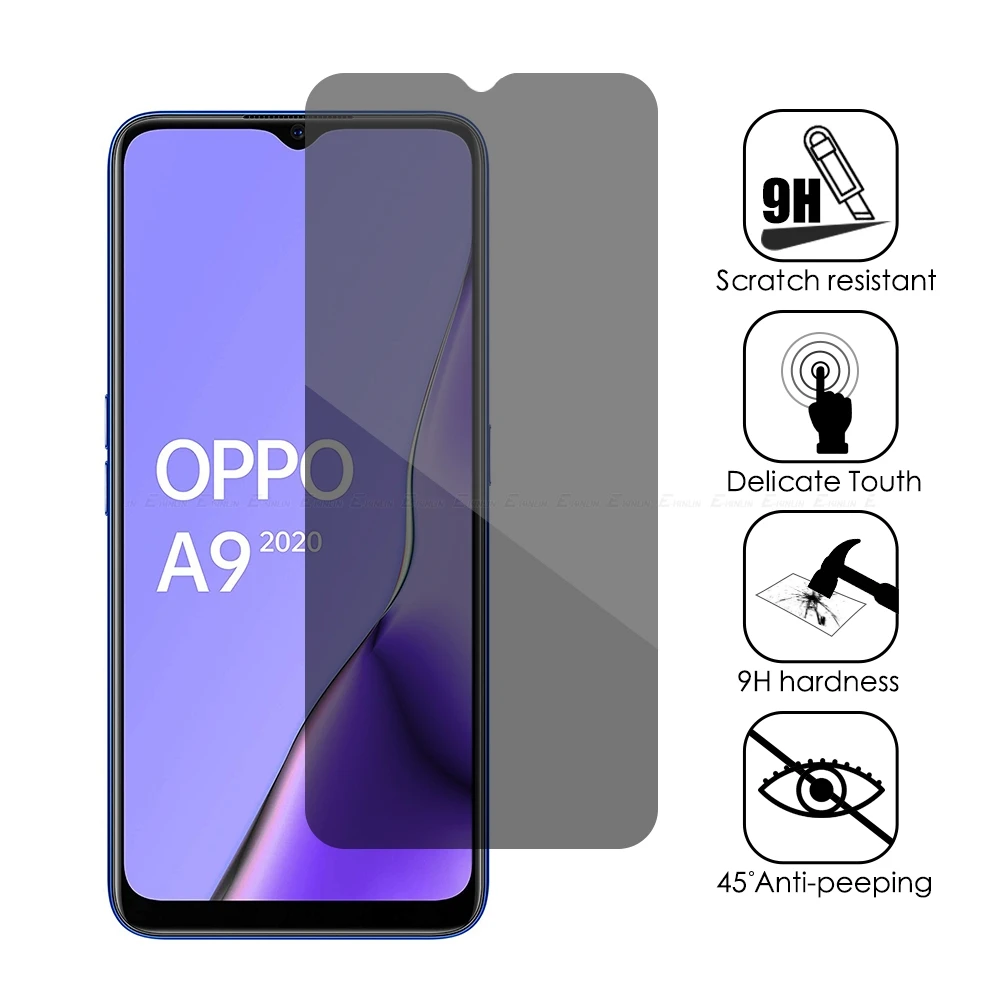 anti peeping tempered glass for oppo a5 a9 2020 ax5 ax7 a52 a96 a53 a53s a54 a55 a92 a94 a95 privacy screen protector film cover free global shipping