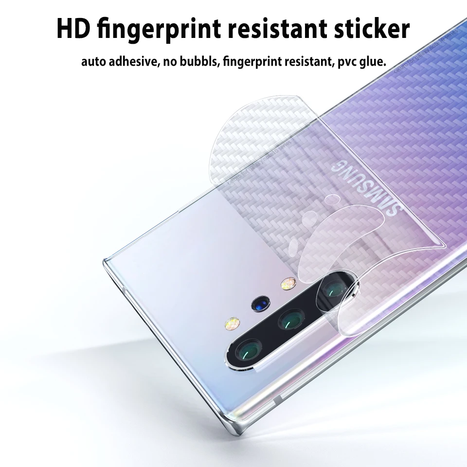 Задняя пленка из углеродного волокна для Samsung Galaxy S20 Plus Защита экрана + Note 10 Pro не