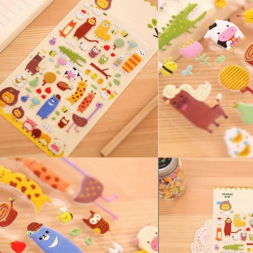 

Stationery Cute Animal Manor Three-dimensional Bubble Stickers Diary Decorative Foam Stickers Leaflets Classic Toys
