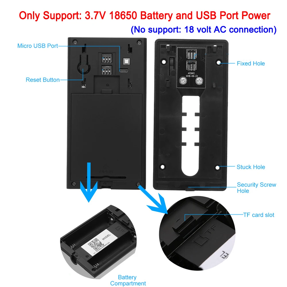 

Tuya App WiFi Video Doorbell Camera HD 1080P Wireless Home Camera Video Intercom Battery Door Bell 166 Degree View PIR Motion