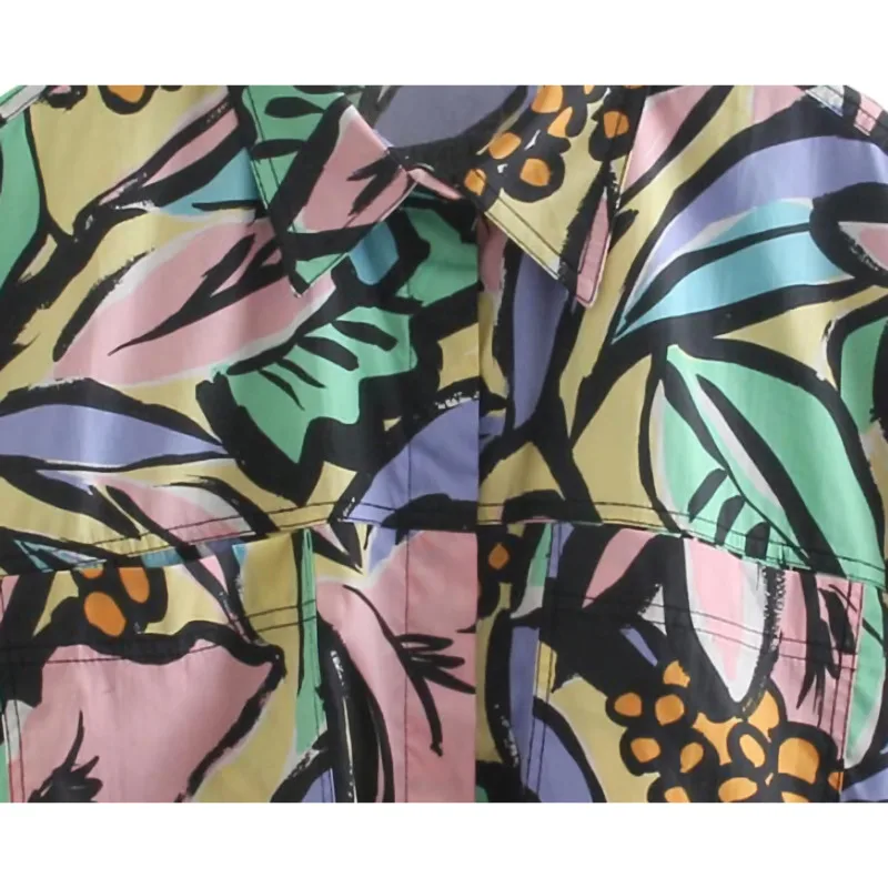 

Flowers Print Summer Shirt Women 2021 Fashion Short Sleeve Shirts Button Clubwear Beach Party Tops Streetwear Causal Tshirt