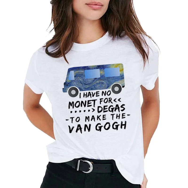 

Summer Van Gogh Women T Shirt Oil Art Printing Casual Harajuk Short Sleeve White T-shirt Top Woman Streetwear Oversized Clothing