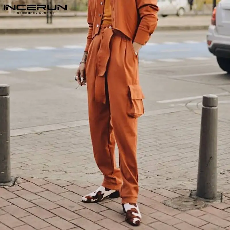 

2022 стильные мужские брюки Harlan на бретельках, комбинированные однотонные хорошо облегающие брюки, Повседневная Уличная одежда, длинные брюк...