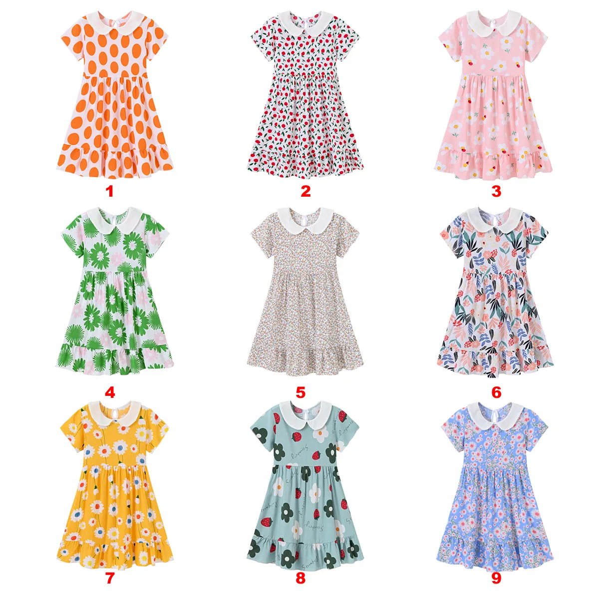 

Summer Flower Girls Dresses Kids Short Sleeve Beach Dress Teen Elegant Princess Dress Children's Clothes Cute Sundress for Girl