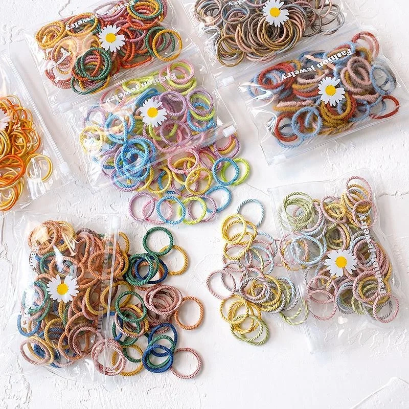 

Free Shipping 100pcs Children's hair rope not hurt hair girls tie their hair rubber bands good elasticity hair tie headdress