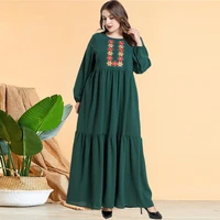 israeli plus size comfortable and fashionable arab womens embroidered pleated long skirt muslim women casual long skirt