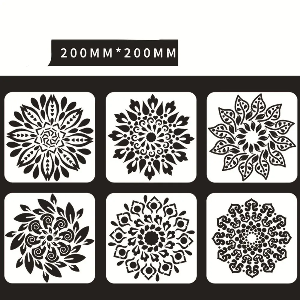 

12pcs of 2 Set Delicate Stencils Hollow Out Model Mandala Flowers Template Creative Template for Painting Drawing DIY Crafts (A
