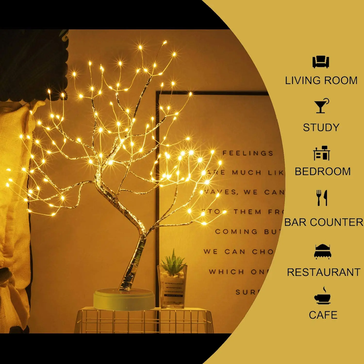 

108 LED USB Fire Tree Light Copper wire Table Lamps Night light for Home Indoor Bedroom Wedding Party Bar Christmas Decoration