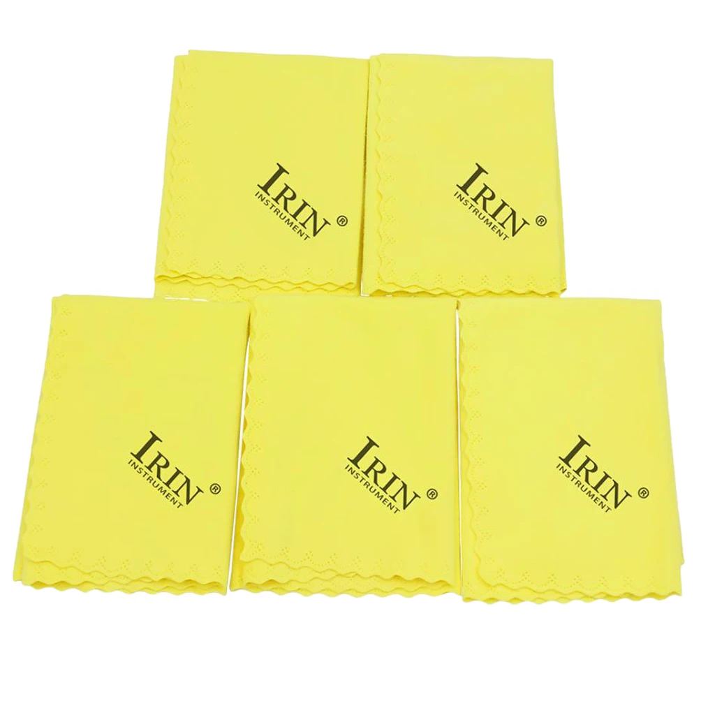 

5 Pieces Cotton Cleaning Cloths Polish Cloth Towels for Guitar Violin Saxophones