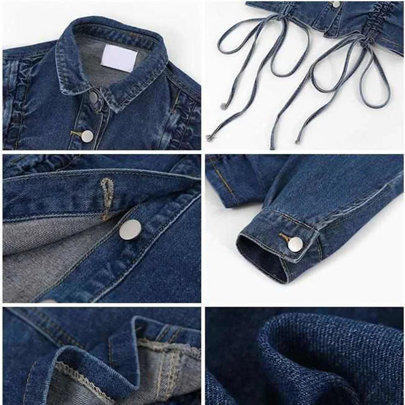 Куртка женская укороченная из денима базовая Повседневная Верхняя одежда в
