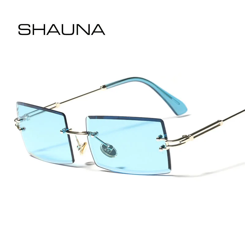 

SHAUNA Fashion Rimless Sunglasses Women Trending Ocean Film Rectangle Gradient Men Shades UV400
