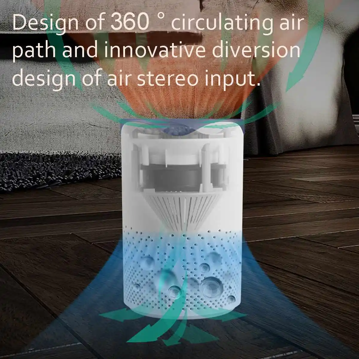 

Home Office Air Purifier 5 Modes USB Air Cleaner Ionizer UV Light Dust Allergy Smoke Filter Negative Ion Generator for Bedroom