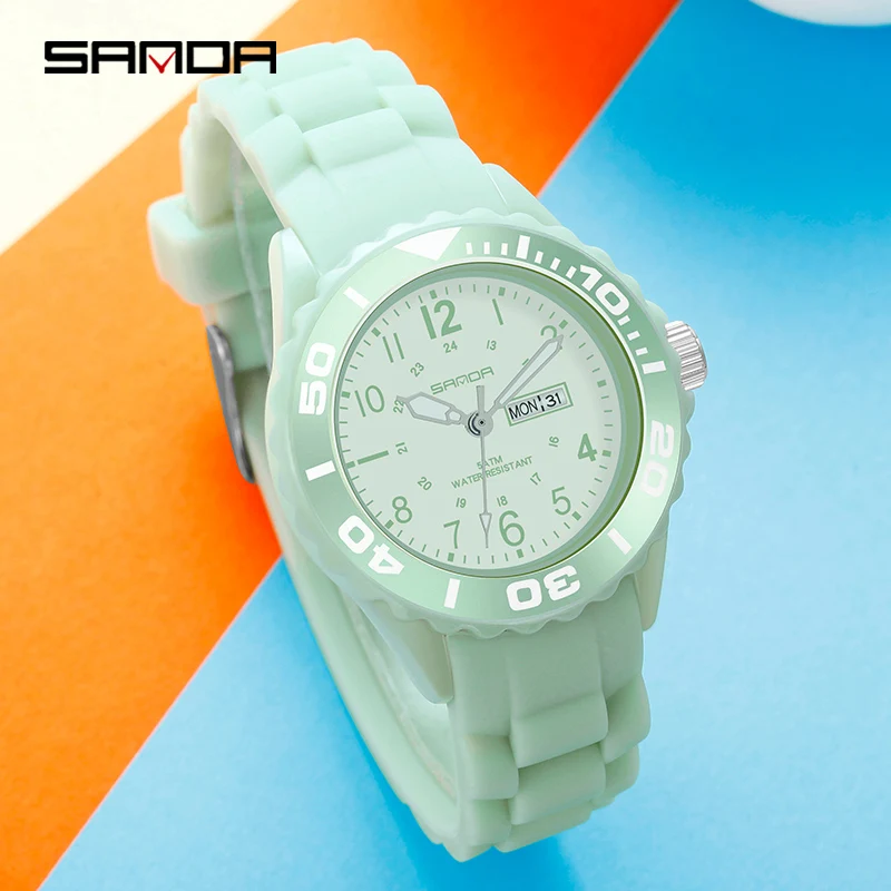 SANDA Men Sports Watches Resin Material Military Waterproof Outdoor Glowing Quartz Band Watch Clock relogio masculino | Наручные часы