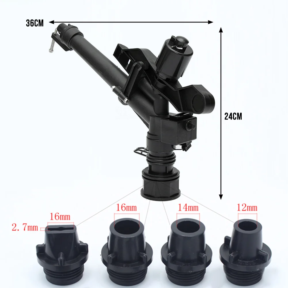 

1 Piece Fine Structure Black Plastic Irrigation Garden Impact Lawn Sprinkler Mountain Land Field Irrigation L 36xH 24cm