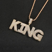 customized bigger letters name pendant iced out zircon name nekclace with rope chain choker for women hiphop necklace for man
