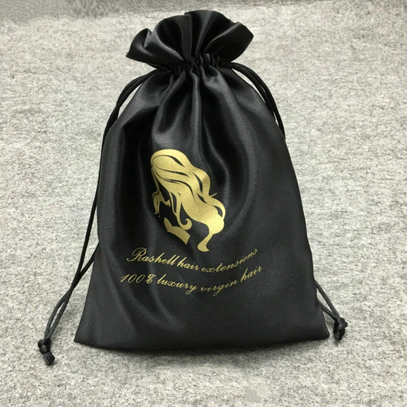 Сатиновая сумка на шнурке высококачественный черный сатиновый мешок для