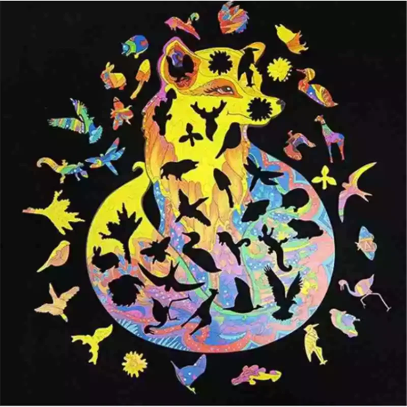 Деревянные головоломки Животные &quotЛиса&quot &quotКот&quot &quotЛев волк