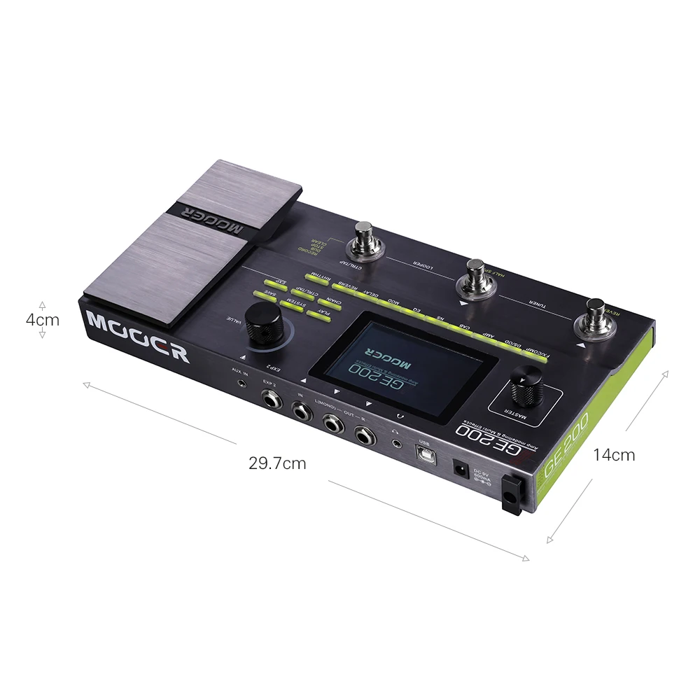 

MOOER GE200 Amp Modelling & Multi Effects Pedal 55 Amplifier Models 26 Speaker Cab Models 70 Effects 52s Looper 40 Drum Pattern