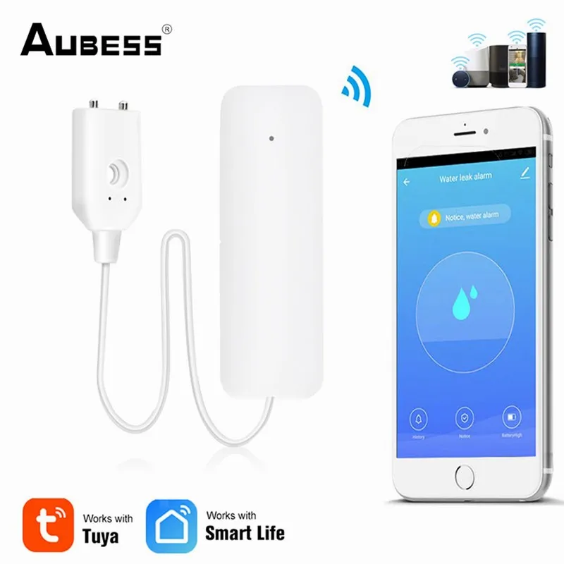 

WiFi Smart Tuya Water Leakage Sensor Tuya Water Alarm Detector Compatible With Tuyasmart / Smart Life APP Easy Installation