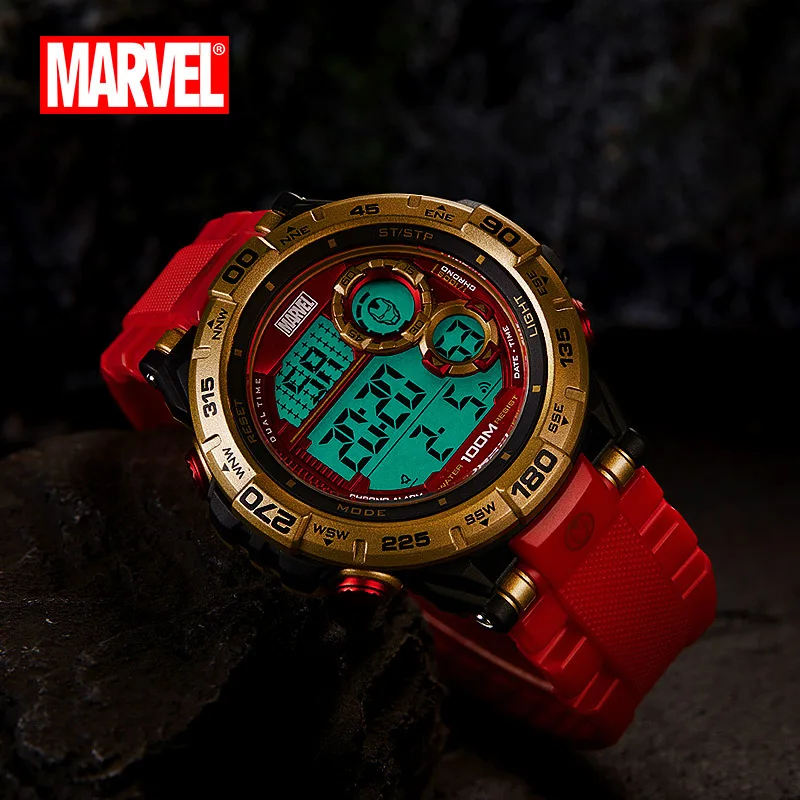 Disney MARVEL мужские цифровые наручные часы многофункциональные большой циферблат