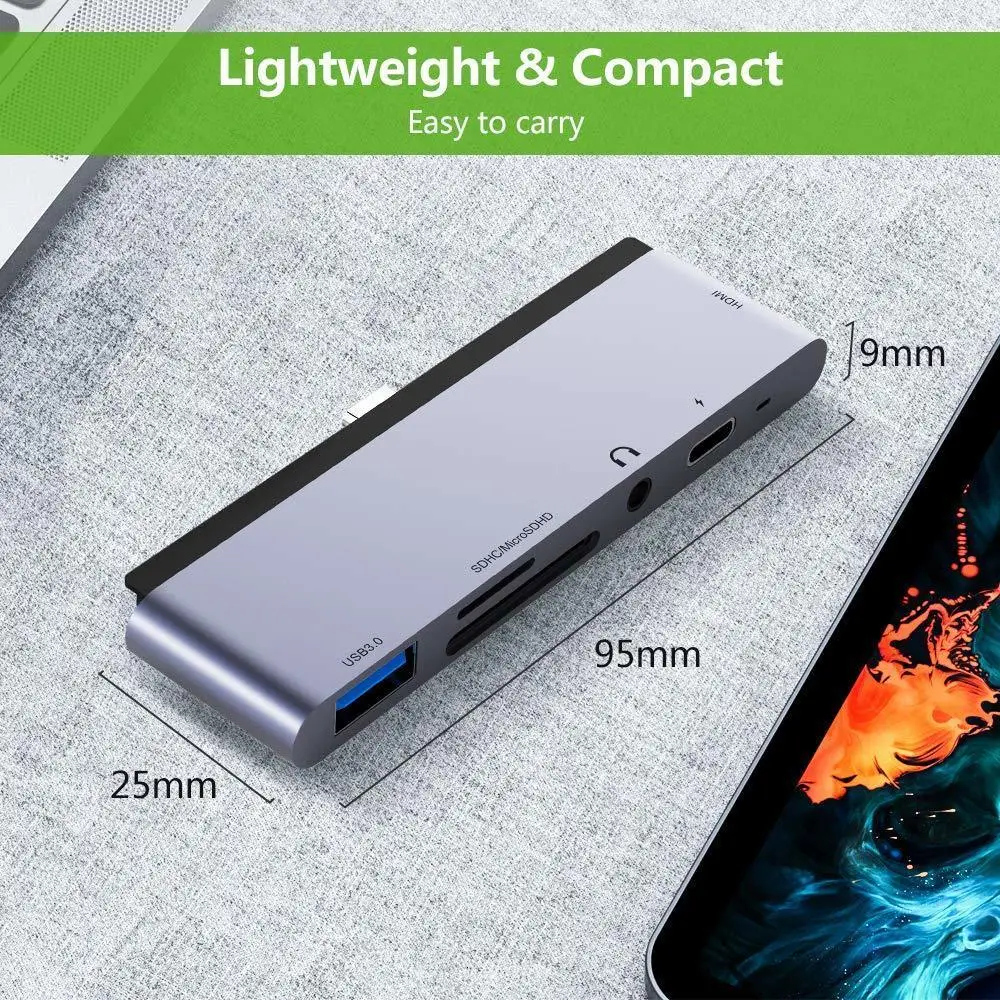 USB C концентратор type C адаптер с 4K HDMI USB-C PD TF SD USB 3,0 3,5 мм разъем порт usb type C док-станция для iPad Pro Macbook Pro/Air