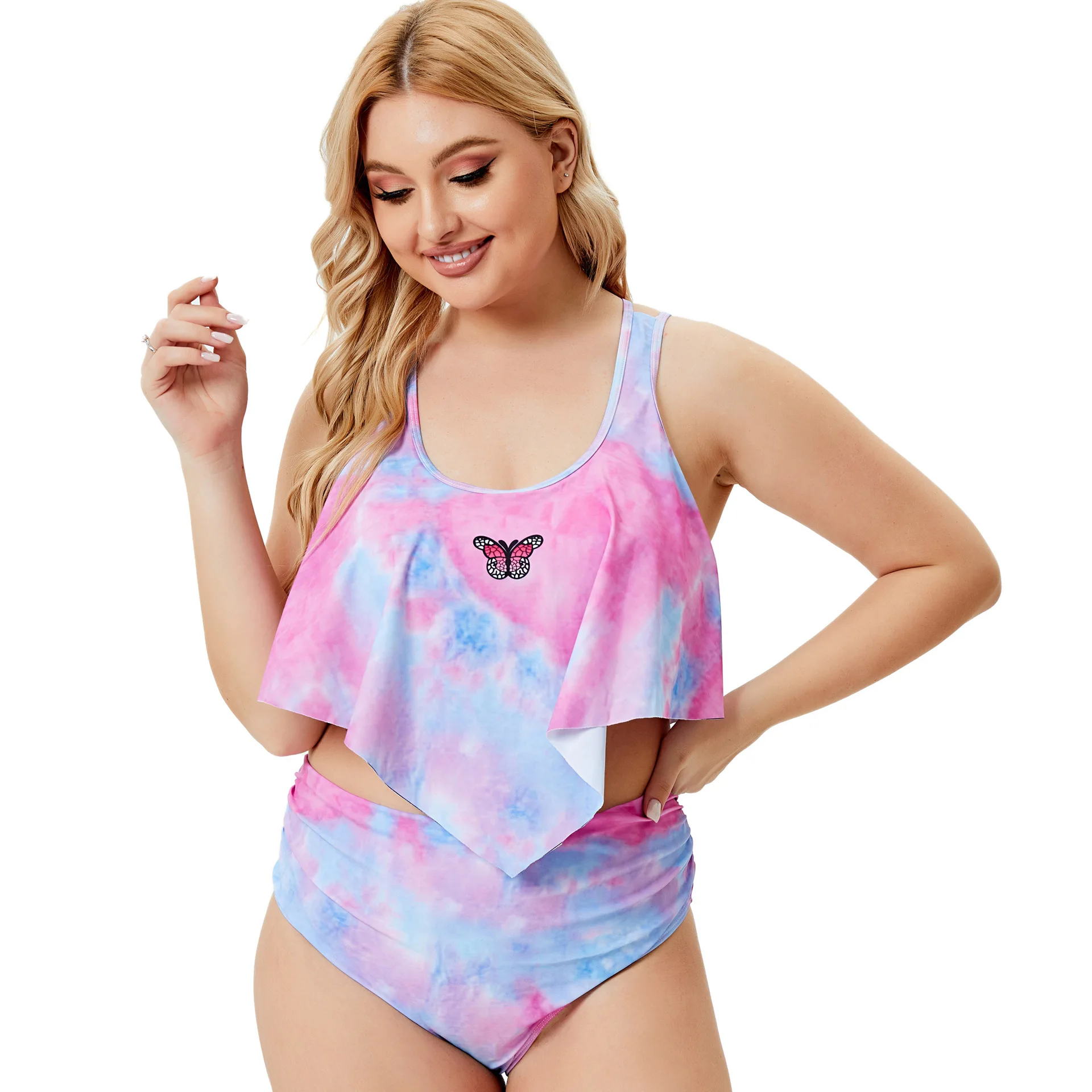 Набор пуш-ап бикини с оборками и галстуком-бабочкой женский купальник размера