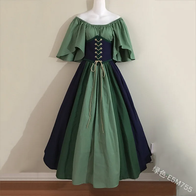 

Plus SizeMedieval Vintage Elf Fairy Elven Costume For Women Wench Celtic Princess Dress Waist Corset Tube Top Gown Dresses S-5XL