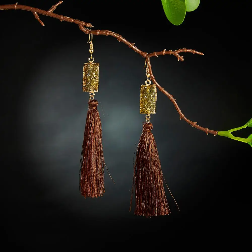 Belleper New Design Tassel Earring Sets Women Geometric Bohemian Gold Flower Long Tassel Earring Set Fashion Wedding Jewelry - Окраска металла: D2