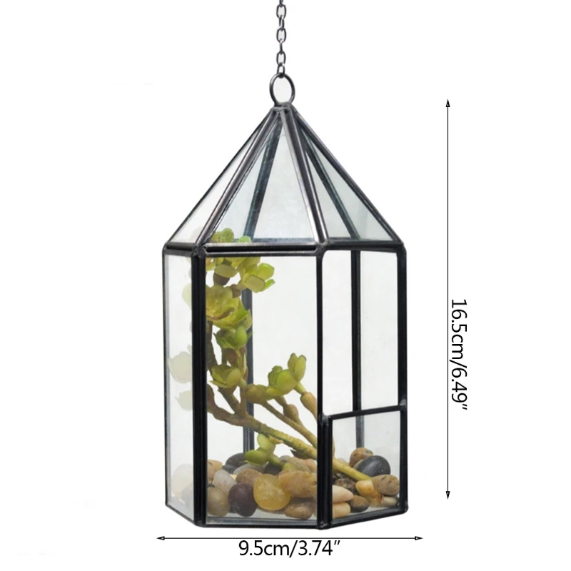 Стеклянный геометрический Террариум в форме домика суккулент папоротник мох