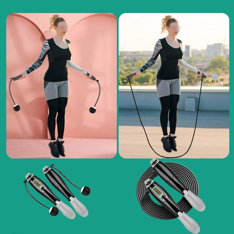 

Cordless Electronic Skipping Rope Gym Adjustable Jump Rope Fitnesss Equipment Exercise with LCD Screen Counting Speed Skipping