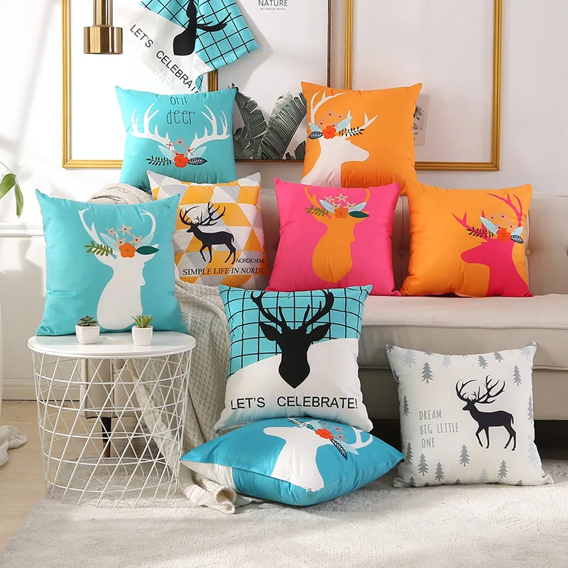 

Deer Peach Leather Pillow Bedroom Living Room Cushion Office Pillow