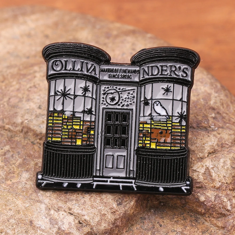 Ollivanders палочка магазин эмалированная булавка винтажный дом форма Хогвартс значок брошь трендовый рюкзак одежда аксессуары для мужчин и женщин