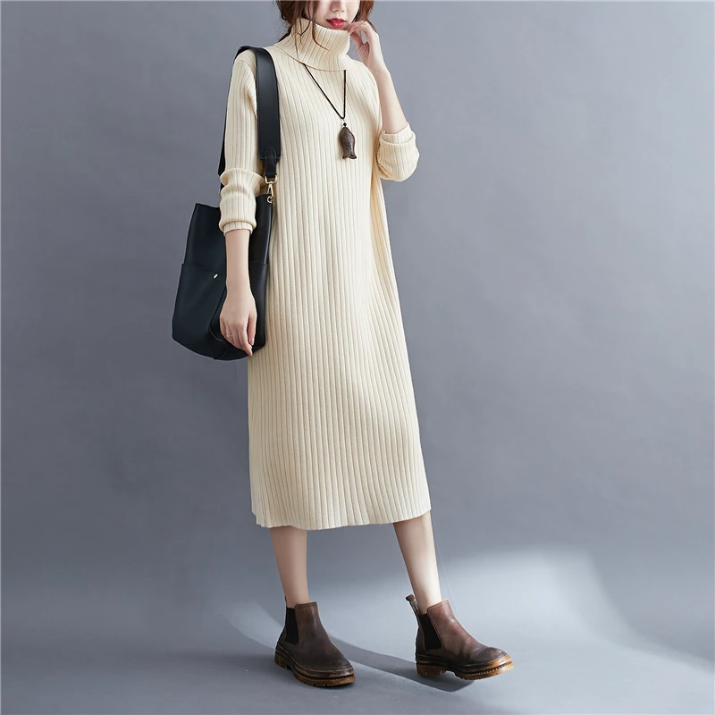 Однотонные платья COIGARSAM с воротником-хомутом черного синего цвета овсянка